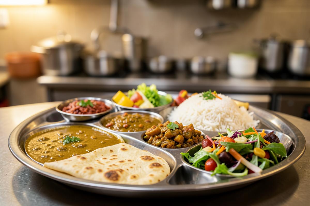 Fresh thali served on a compartment tray